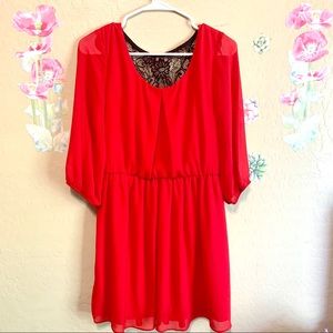 Like new: IZ Byer red 3/4 red and black dress